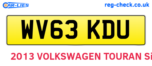 WV63KDU are the vehicle registration plates.