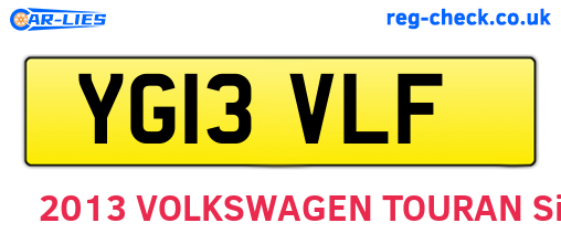 YG13VLF are the vehicle registration plates.