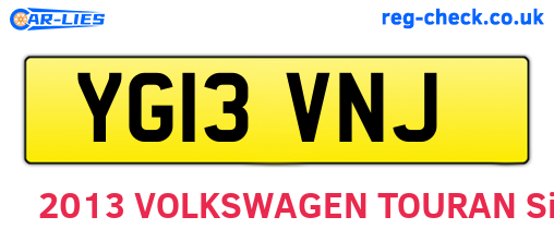 YG13VNJ are the vehicle registration plates.