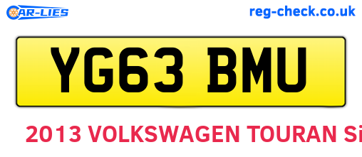 YG63BMU are the vehicle registration plates.
