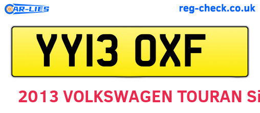 YY13OXF are the vehicle registration plates.