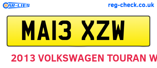 MA13XZW are the vehicle registration plates.
