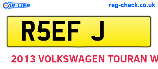 R5EFJ are the vehicle registration plates.