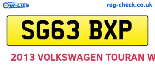 SG63BXP are the vehicle registration plates.