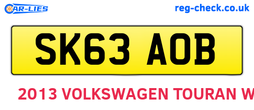 SK63AOB are the vehicle registration plates.