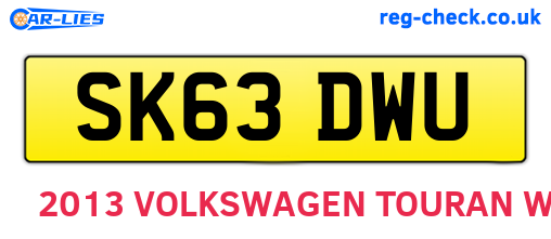 SK63DWU are the vehicle registration plates.