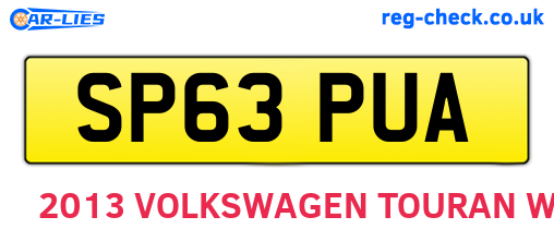 SP63PUA are the vehicle registration plates.