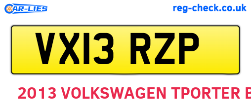 VX13RZP are the vehicle registration plates.