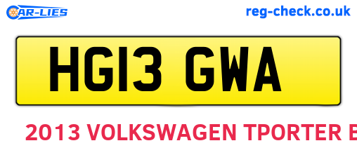 HG13GWA are the vehicle registration plates.