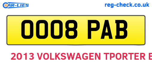 OO08PAB are the vehicle registration plates.