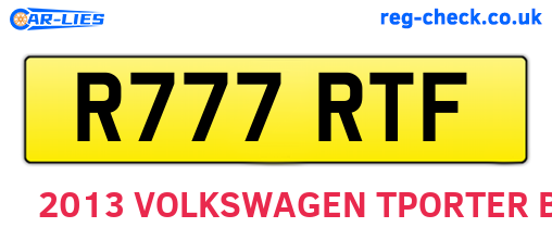 R777RTF are the vehicle registration plates.