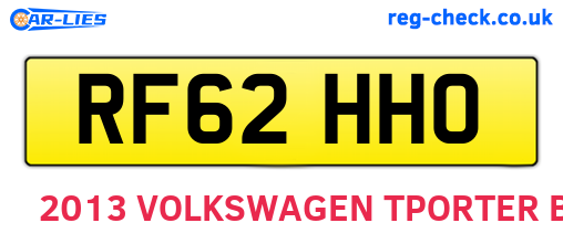 RF62HHO are the vehicle registration plates.