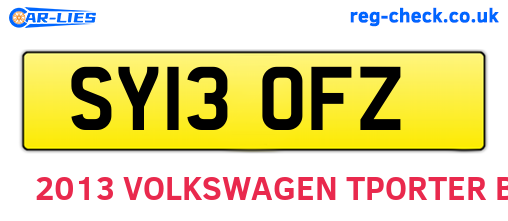 SY13OFZ are the vehicle registration plates.