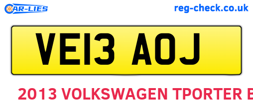 VE13AOJ are the vehicle registration plates.