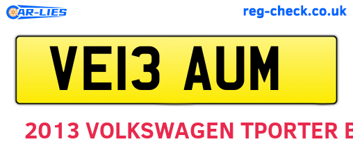 VE13AUM are the vehicle registration plates.