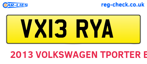 VX13RYA are the vehicle registration plates.