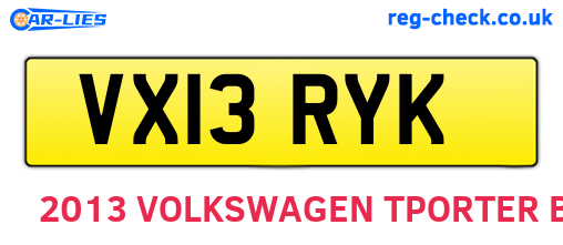 VX13RYK are the vehicle registration plates.