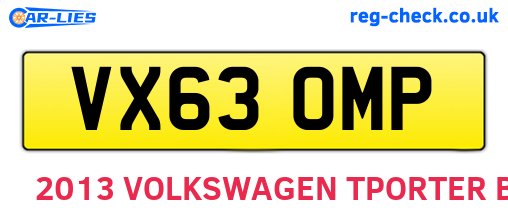 VX63OMP are the vehicle registration plates.