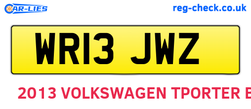 WR13JWZ are the vehicle registration plates.