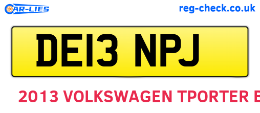 DE13NPJ are the vehicle registration plates.