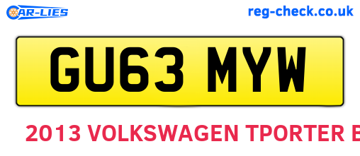 GU63MYW are the vehicle registration plates.