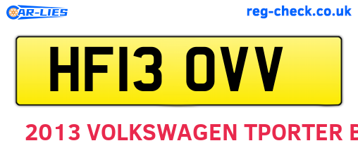 HF13OVV are the vehicle registration plates.