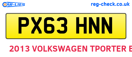 PX63HNN are the vehicle registration plates.