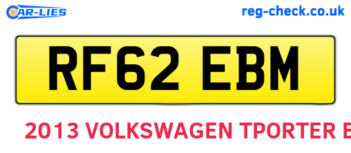 RF62EBM are the vehicle registration plates.