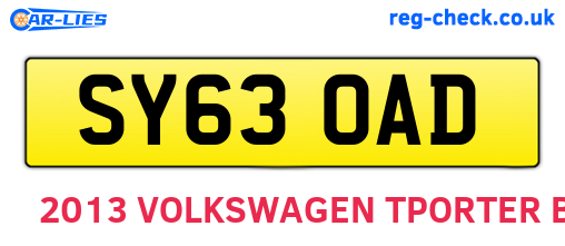 SY63OAD are the vehicle registration plates.