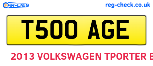 T500AGE are the vehicle registration plates.
