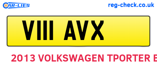 V111AVX are the vehicle registration plates.