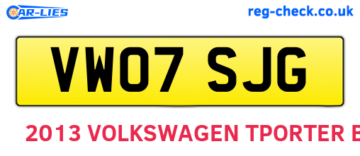 VW07SJG are the vehicle registration plates.