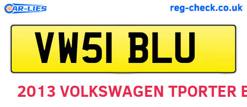 VW51BLU are the vehicle registration plates.