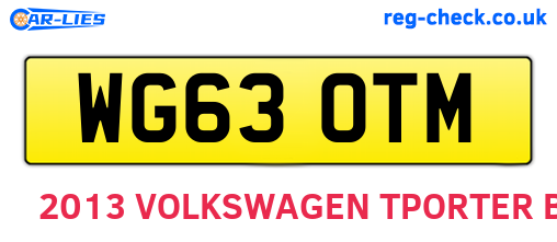 WG63OTM are the vehicle registration plates.