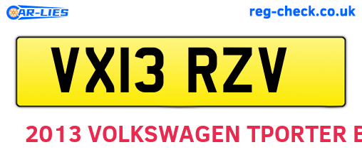 VX13RZV are the vehicle registration plates.