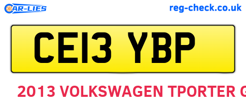 CE13YBP are the vehicle registration plates.
