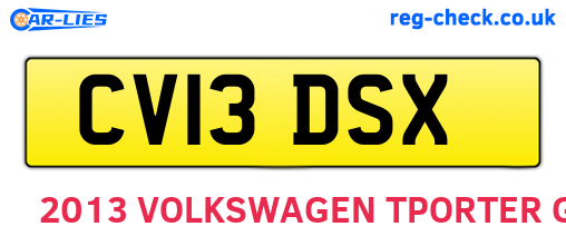 CV13DSX are the vehicle registration plates.