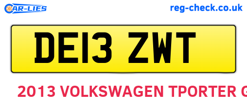 DE13ZWT are the vehicle registration plates.