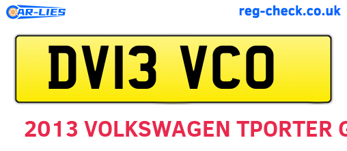 DV13VCO are the vehicle registration plates.