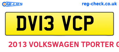 DV13VCP are the vehicle registration plates.