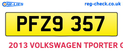 PFZ9357 are the vehicle registration plates.