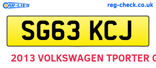SG63KCJ are the vehicle registration plates.