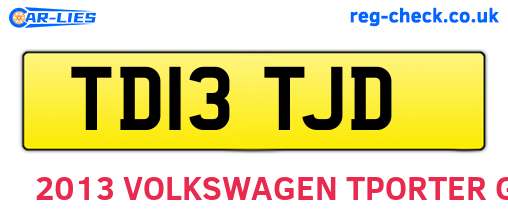 TD13TJD are the vehicle registration plates.