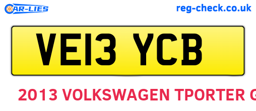 VE13YCB are the vehicle registration plates.