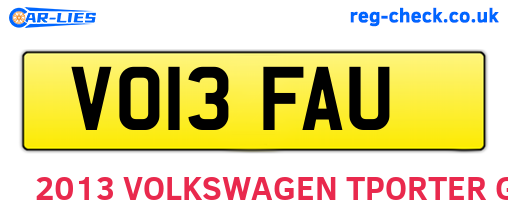 VO13FAU are the vehicle registration plates.