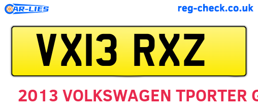 VX13RXZ are the vehicle registration plates.
