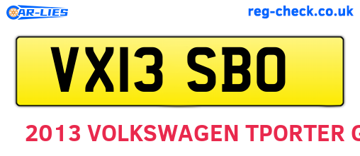 VX13SBO are the vehicle registration plates.