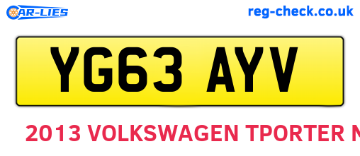 YG63AYV are the vehicle registration plates.