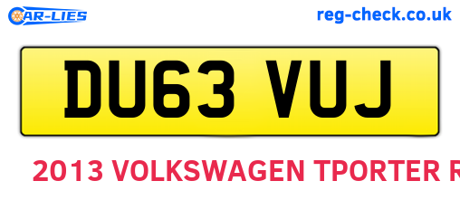 DU63VUJ are the vehicle registration plates.