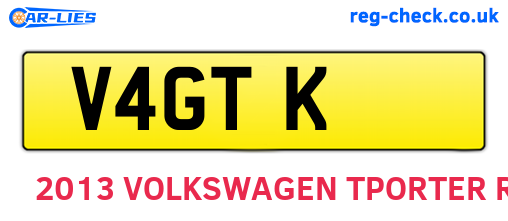 V4GTK are the vehicle registration plates.